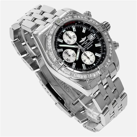 breitling chronomat evolution automatic ref a13356|Breitling a13356 diamond bezel.